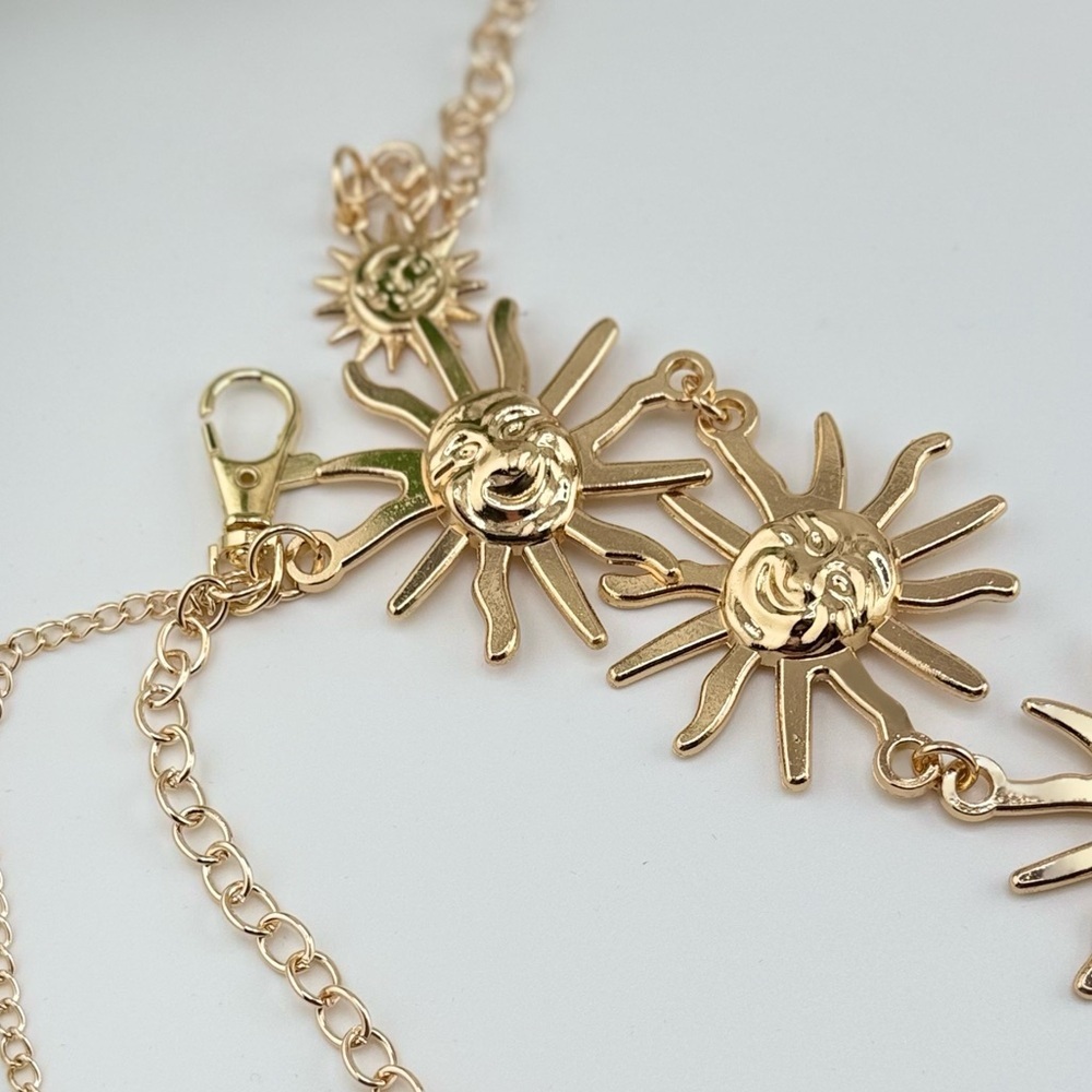 Gold Sun Face Waist Chain Belt – Adjustable Statement Chain Jewelry - Picture 7 of 8